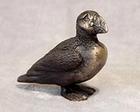 Marnie Sinclair sculpture of a puffin in bronze