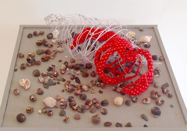 Marnie Sinclair multimedia sculpture, "Hermit Crab"